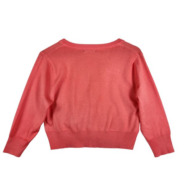 Urban Coco Knit Cropped Cardigan Lightweight Sweater Salmon Color Women’s SZ M - Picture 2 of 15